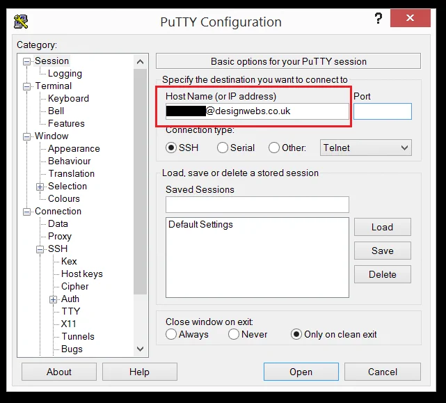 Настройка PuTTY