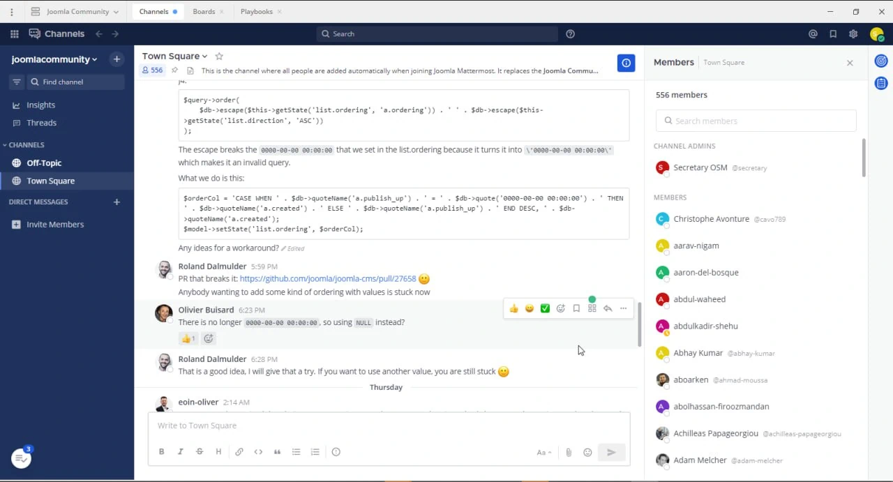 Чат Joomla-сообщества в Mattermost