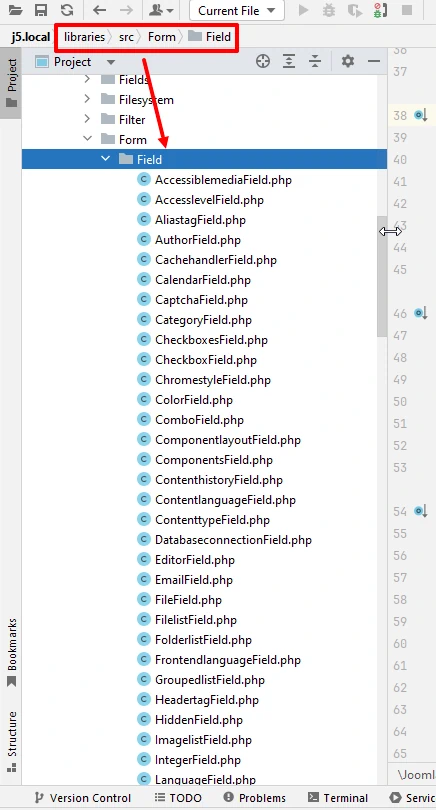 Файлы классов полей Joomla Form находятся в libraries/src/Form/Field