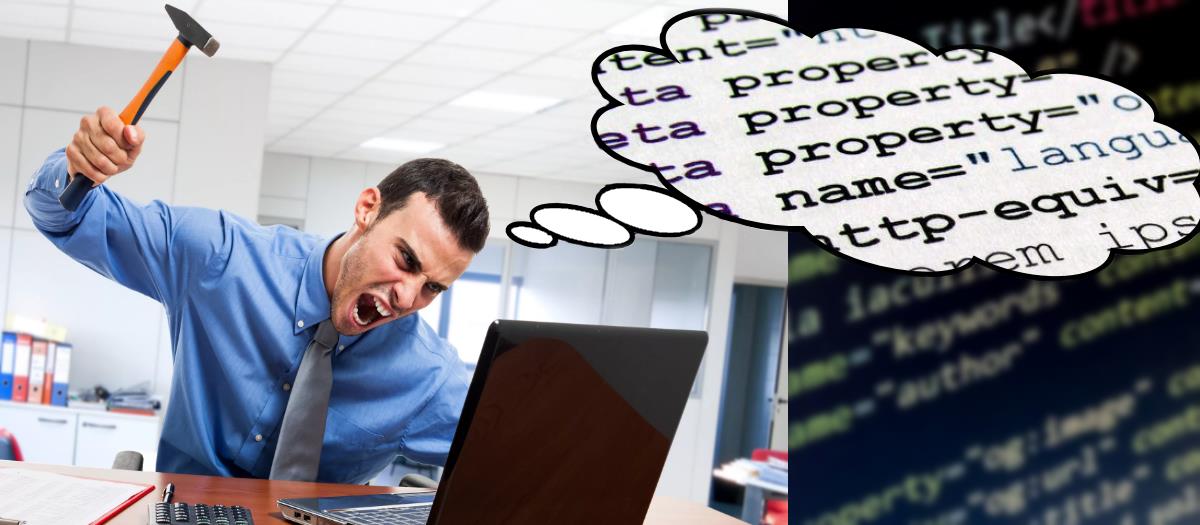 Человек хочет разбить ноутбук молотком из-за html кода