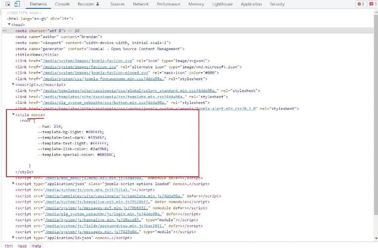 фрагмент html кода Joomla