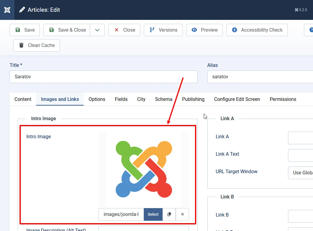 Image of the introductory text of the Joomla material