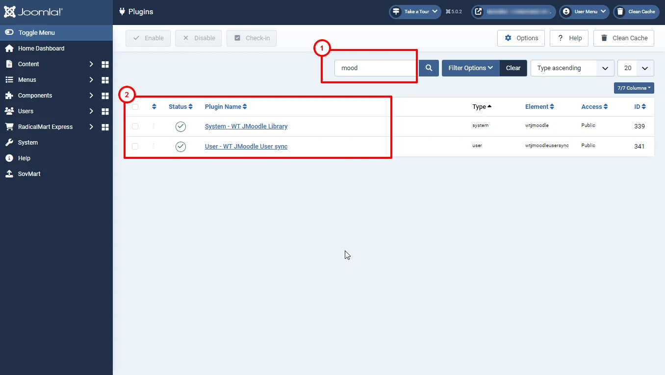 Moodle and Joomla integration plugins in Joomla 5