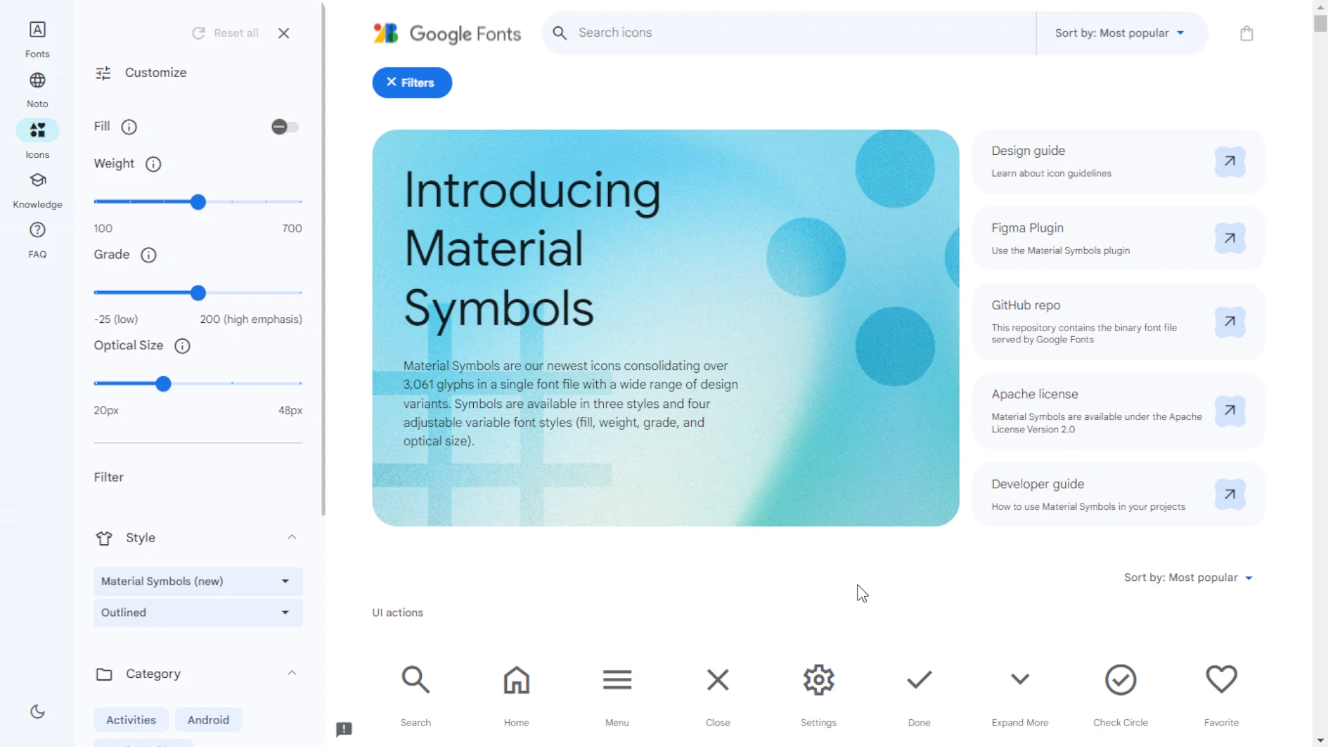 WT Google material icons
