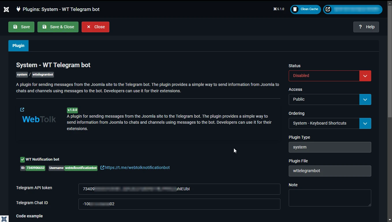 WT Telegram bot